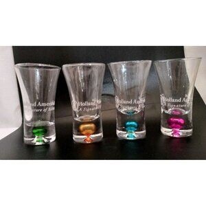 4 Vintage Polish Bubble Shot Glass Orange Holland America Line
